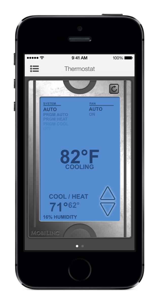 Orchestrated MobiLinc Thermostat on iPhone
